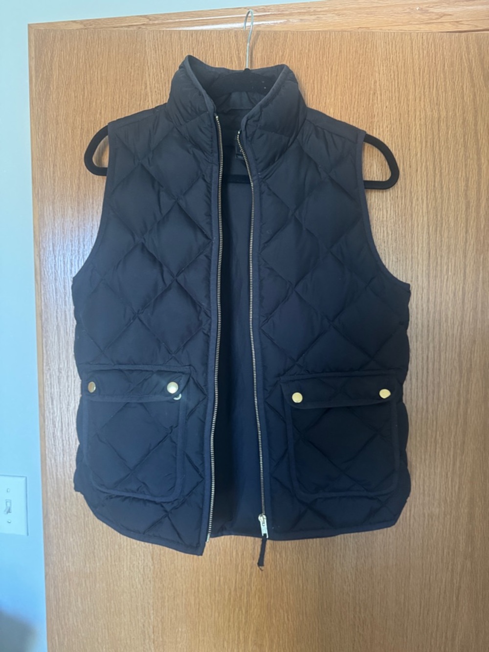 J. Crew Black Quilted Jacket with Gold Zip